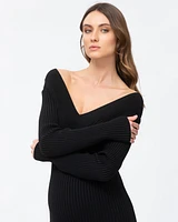 Pietro Brunelli Maternity Maternity Long Sleeve Rib Knit Body-Con Dress Cara