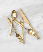 Fortessa Lucca Faceted Brushed Gold 20pc Flatware Set