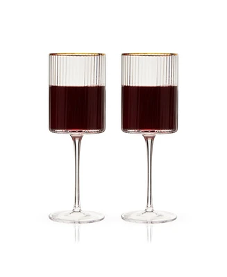 Viski Meridian Gold Rimmed Wine Glasses, Set of 2