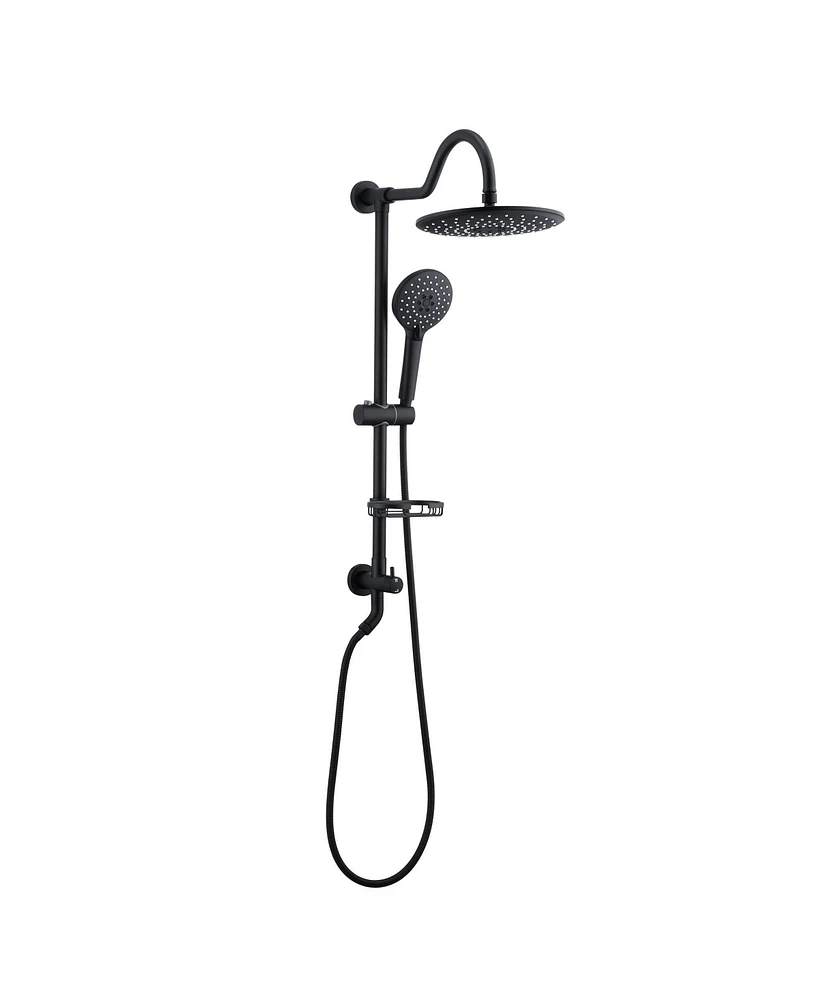 Exposed Shower System with 3 Spray Modes Hand Shower, Exposed Shower Faucet Set with Height Adjustable Lift Rod