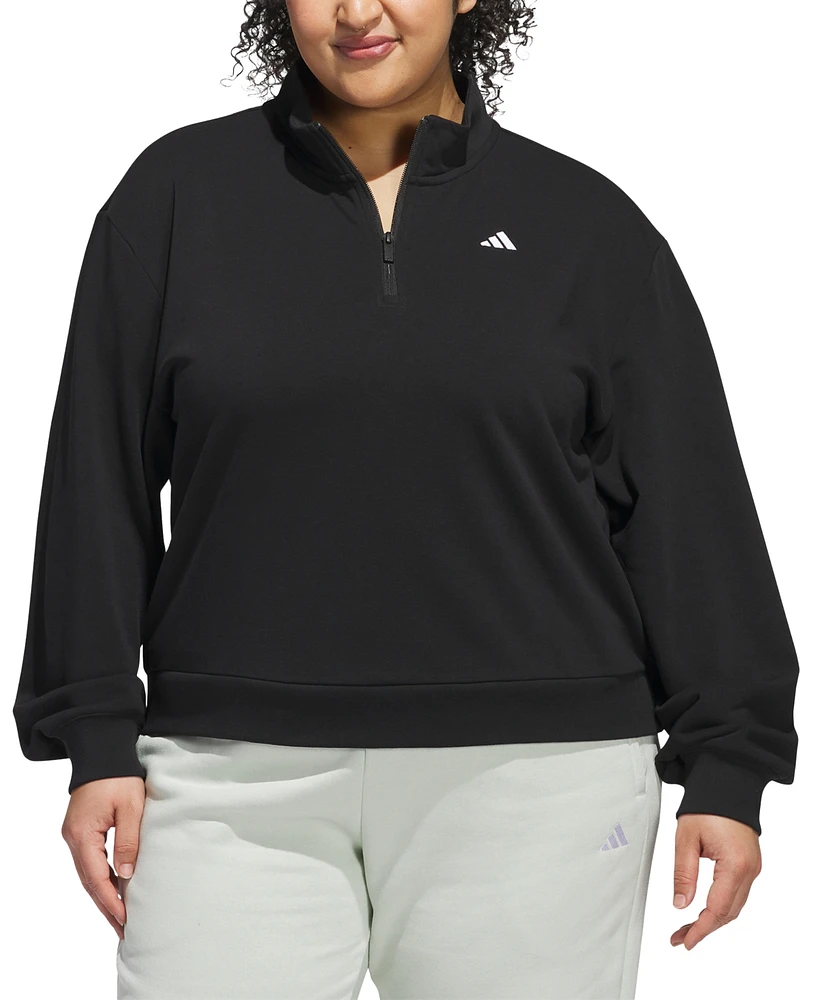 adidas Plus Inclusive Small Logo French Terry Quarter Zip Top