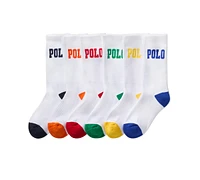 Polo Ralph Lauren Little & Big Boys Performance Logo Cushioned Crew Socks, 6-Pack