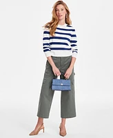 On 34th Women's Mixed-Stripe Relaxed-Fit Sweater, Exclusively at Macy's