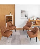 Dyhome Modern Dining Chairs Set of 2, Mid Century Kitchen Dining Chairs with 5.12” Cushions and Metal Legs, Upholstered Dining Chairs with Back