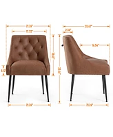 Dyhome Modern Dining Chairs Set of 4, Mid Century Kitchen with 5.12” Cushions and Metal Legs, Upholstered Back