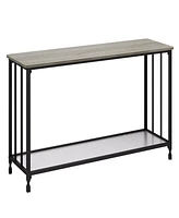 gaomon 41.5 Inch Narrow Console Table, 2-Tier Entryway Table with Glass Shelf and Metal Frame, Industrial Hallway Table for Living Room Bedroom Foyer