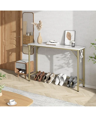 gaomon Farmhouse Console Tables with Power Outlet, 39.4" Entryway Table with Adjustable Feet, Behind Couch Table for Living Room, Entryway, Foyer