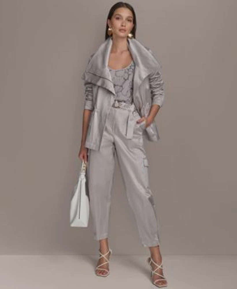 Donna Karan New York Satin Zip Front Jacket Cargo Pant