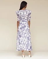 Avec Les Filles Women's Floral-Print Puffed-Shoulder Dress