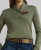 Lauren Ralph Women's Buckle-Trim Cotton-Blend Sweater