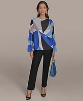 Donna Karan New York Women's Printed Long-Sleeve Blouse