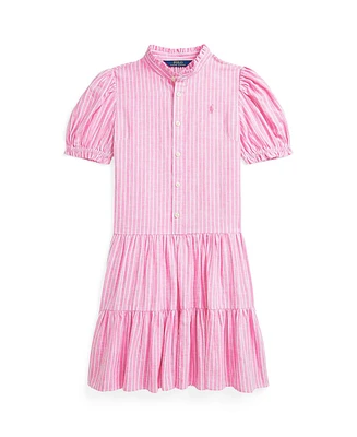 Polo Ralph Lauren Big Girls Striped Tiered Linen-Cotton Dress