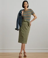 Lauren Ralph Women's Belted Cotton Twill Pencil Skirt