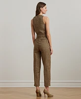 Lauren Ralph Women's Houndstooth Belted Linen Jumpsuit