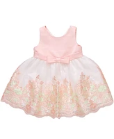 Bonnie Baby Girls Scalloped Embroidery Satin Party Dress