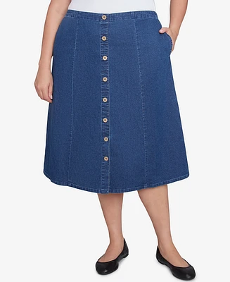 Alfred Dunner Plus Paneled Full Length Denim Skirt