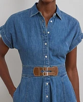 Lauren Ralph Women's Buckle-Trim Denim Shirtdress