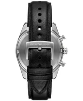 Emporio Armani Men's Chronograph Black Leather Strap Watch 42mm