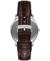 Emporio Armani Men's Brown Leather Strap Watch 39mm