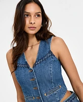 Levi's Women's Braided-Trim Button-Front Denim Vest