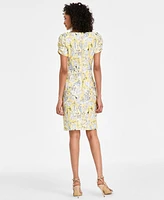 Karl Lagerfeld Paris Women's Printed Ruched-Sleeve Dress