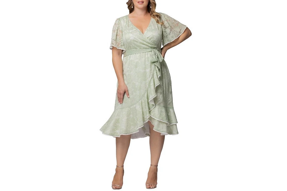 Kiyonna Plus Palermo Lace Faux Wrap Cocktail Dress