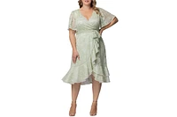 Kiyonna Plus Palermo Lace Faux Wrap Cocktail Dress