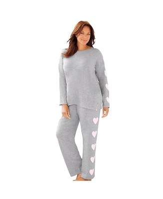 Dreams & Co. Plus Co Side Print Pajama Set