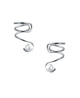 Bling Jewelry 14K Gold Plated Sterling Silver Ear Cuff Cartilage with Freshwater Pearl Spiral
