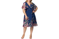 Kiyonna Plus Breezy Border Print Cocktail Dress