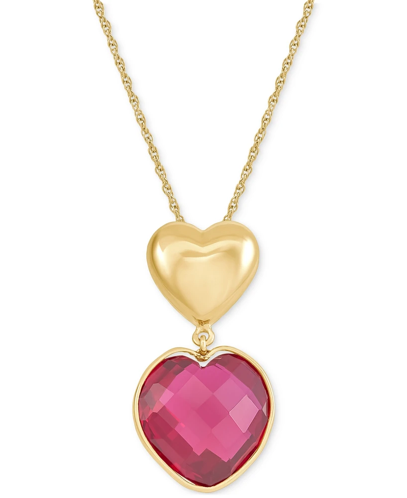 Ruby Heart Pendant Necklace (12-1/10 ct. t.w.) in 24k Gold-Plated Sterling Silver, 16" + 2" extender