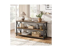 gaomon 55 Inch Entryway Table, Narrow Long Console Table With Storage, 3 Tier Wood Sofa Table