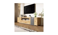 Slickblue Modern Tv Stand with 3 Cabinets and Drawer for Stylish Living Room Storage and Organization