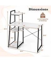 Gouun Compact Computer Desk Workstation with 4 Tier Shelves for Home and Office