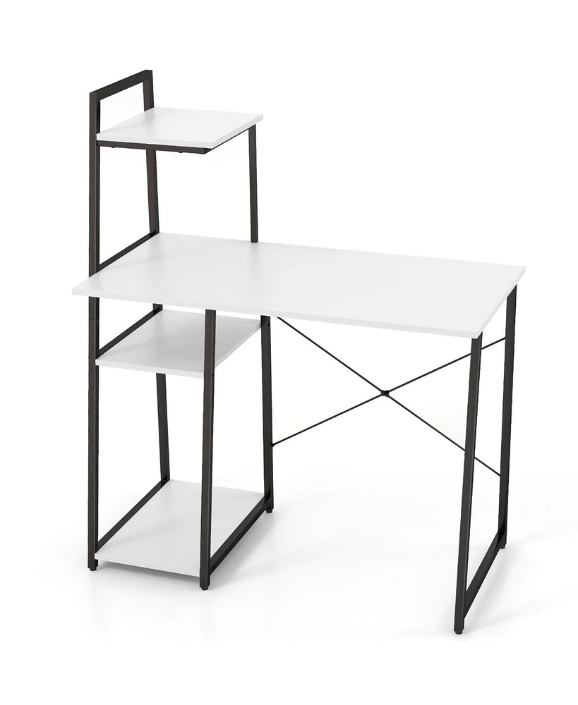 Gouun Compact Computer Desk Workstation with 4 Tier Shelves for Home and Office