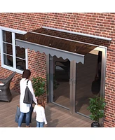 Door Window Awning Canopy Made of 0.137 Inch Thick Crystal Solid Polycarbonate Sheet and Aluminum Alloy with Valance in size of 79" Wide x 34" Deep fo