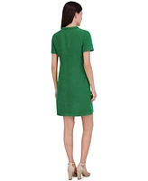 Eliza J Women's Braided Trim Boucle Shift Dress