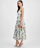 julia jordan Women's Floral-Print V-Neck Sleeveless Dress