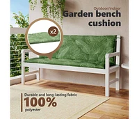 Garden Bench Cushions 2pcs Leaf Pattern 59.1"x19.7"x2.8" Fabric