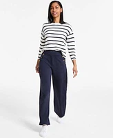 Nautica Jeans Womens Braided Pointelle Knit Sweater Pull On Sailor Pants