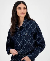 Hugo Women's Chain-Print Denim Trucker Jacket
