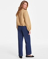 On 34th Womens Twill Bubble Hem Bomber Jacket Striped Sleeveless Sweater Sailor Button Jeans Exclusively At Macys