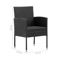 Patio Chairs with Black Cushions 4 pcs Black Poly Rattan