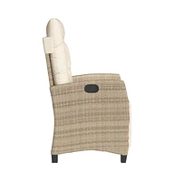 Reclining Patio Chairs 2 pcs with Footrest Beige Poly Rattan