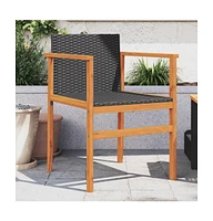 Patio Chairs 2 pcs Poly Rattan&Solid Wood