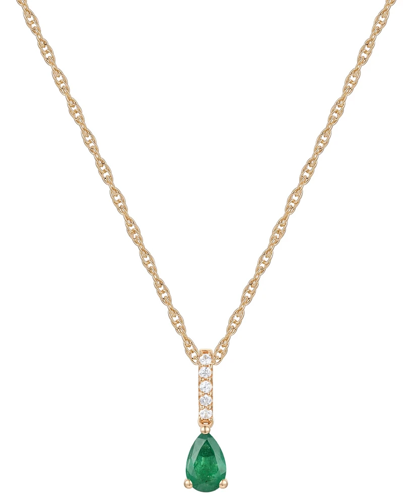 Macy's Sapphire (1/2 ct. t.w.) & Diamond (1/20 Linear Pendant 18" Necklace 14k White Gold (Also Available Ruby Emerald)