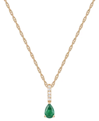 Macy's Sapphire (1/2 ct. t.w.) & Diamond (1/20 Linear Pendant 18" Necklace 14k White Gold (Also Available Ruby Emerald)