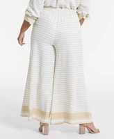 Vince Camuto Plus Printed High-Rise Wide-Leg Pants