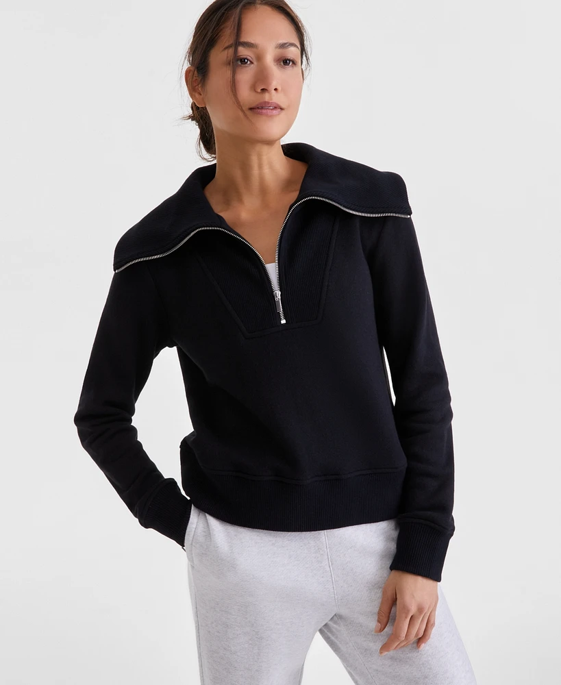 Id Ideology Women's Shawl-Collar Quarter-Zip Knit Top, Exclusively at Macy's