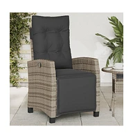 Reclining Patio Chair with Footrest Gray Poly Rattan